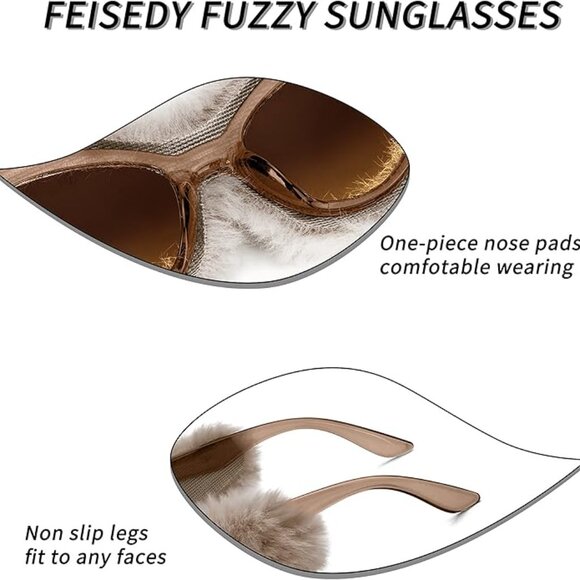 Women Plush Fuzzy Cat Eye Sunglasses main image 5
